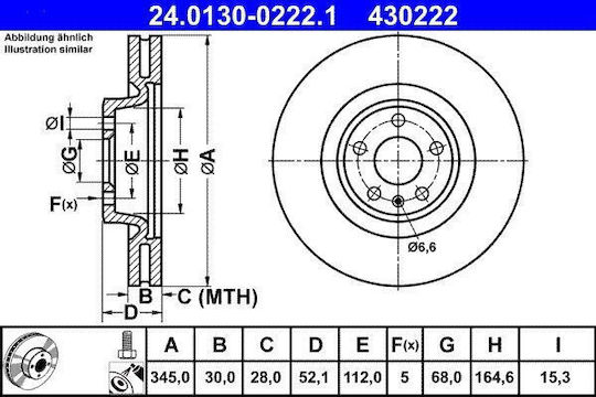 Дискови спирачки Audi A4 8k2 B8 Ate 24013002221