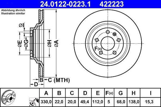 Brake Disc Audi A6 4f2 C6 Ate 24012202231