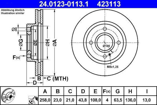 Bremsenscheibe Ford Fiesta VI Ate 24012301131