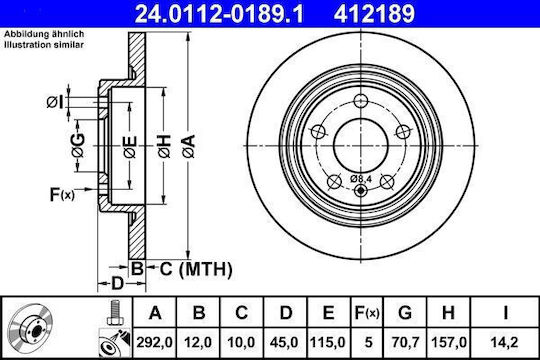 Disc de frână Chevrolet Cruze J300 Ate 24011201891