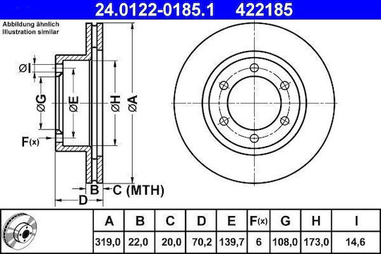 Disc de frână Toyota Land Cruiser 90 J9 Ate 24012201851