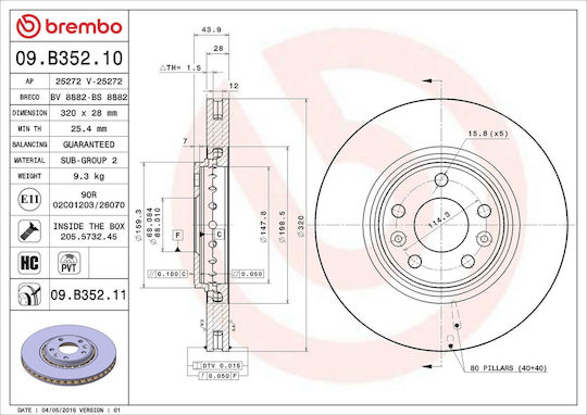 Renault Clio Iv Brembo Brake Disc 09b35211
