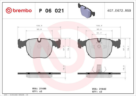 Bmw 5 E39 Brembo Bremsbeläge P06021