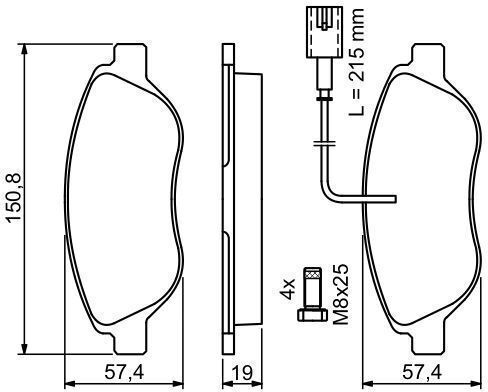 Bosch Σετ Τακάκια Εμπρός για Fiat Bravo / Stilo