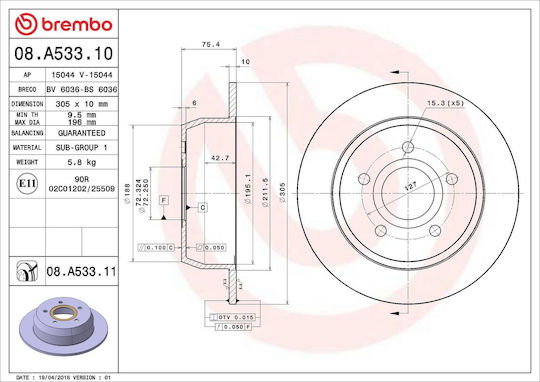 Jeep Grand Cherokee Ii Wj Wg Brembo 08a53311 Brake Disc