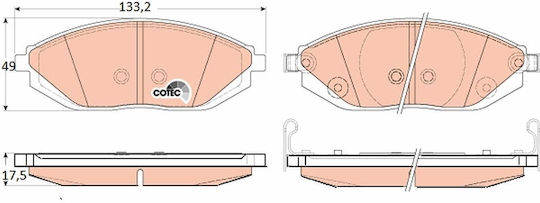 Front Brake Pads Set Trw Automotive Chevrolet Spark Daewoo Matiz 0.8-electric 09.98 Height 49mm Width 133.2mm Thickness 17.5mm Wear Sensor Yes