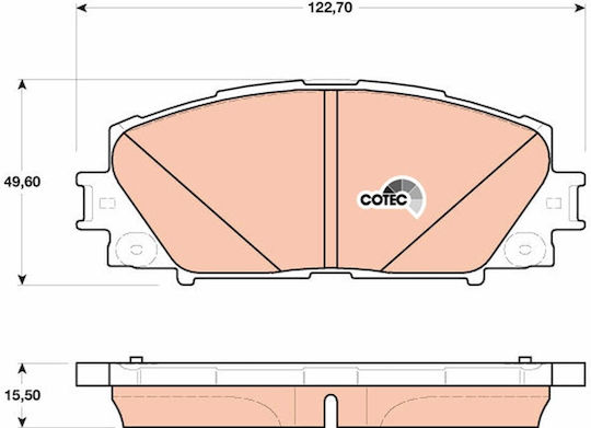 Trw Front Brake Disc Pads Set Toyota Yaris 1.3 1.5 1.5h 08.05 Height 49.6mm Width 122.7mm Thickness 15.5mm