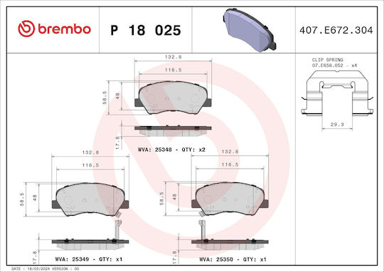 Brembo Brake Pad Front for Hyundai Accent / i20 Kia Rio