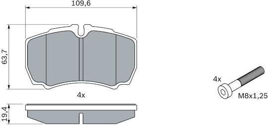 Bosch Bremsbelag Hinten 2Stück Ford / Iveco
