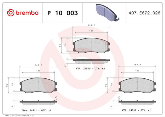 Brembo Σετ Τακάκια Εμπρός για Chevrolet Captiva Opel Antara