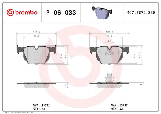 Brembo Σετ Τακάκια για BMW E60
