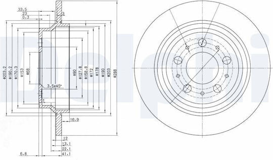 Delphi Σετ Δισκόπλακες 2τμχ για Volvo S60 / S70 / S80 / V70