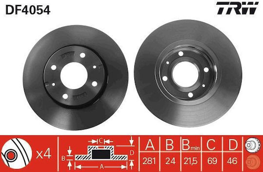 TRW Brake Discs Front for Mitsubishi Carisma Volvo S40
