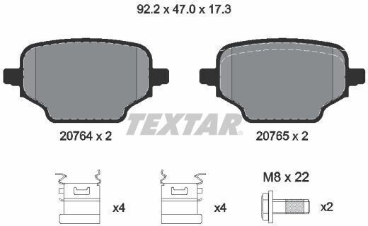 Textar Brake Pad Rear 4pcs for Citroen Berlingo Fiat Doblo Honda e Opel Combo Toyota Lexus