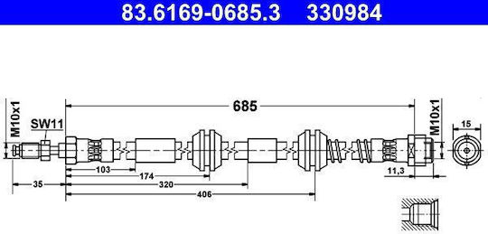 Furtun de frână Vw Touareg 7la 7l6 7l7 Ate 83616906853