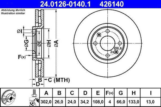 Brake Disc Citroen C4 Grand Picasso I Ua Ate 24012601401