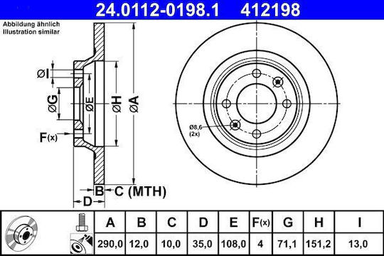 Brake Disc Citroen C4 Ii B7 Ate 24011201981