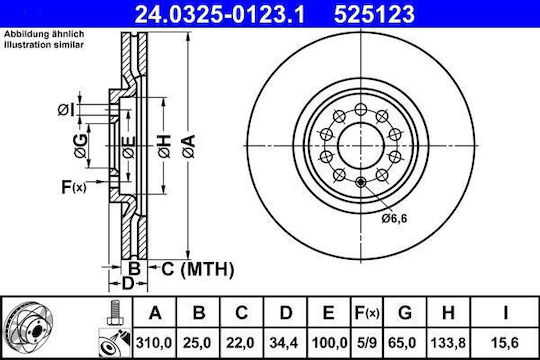 Brake Disc Audi A1 8x1 8xk 8xf Ate 24032501231
