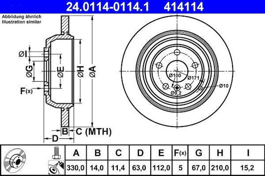 Brake Disc Mercedes-benz M-class W164 Ate 24011401141