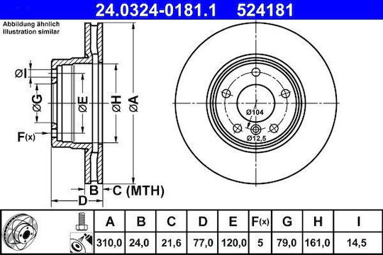 Disc de frână Bmw 5 E60 Ate 24032401811