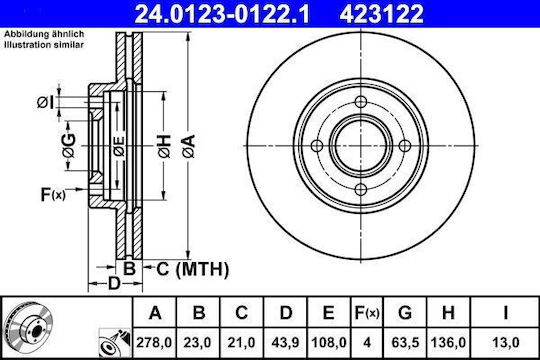 Ford B-max Jk Ate 24012301221 Bremsscheibe