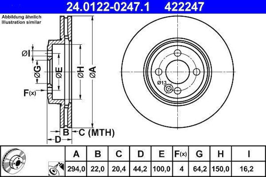 Mini Mini R56 Brake Disc Ate 24012202471