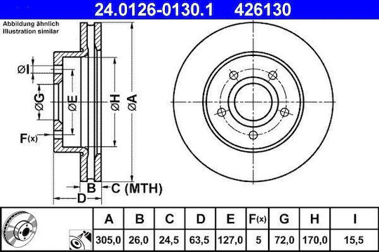 Disc de frână Jeep Grand Cherokee II WJ WG ATE 24012601301