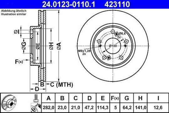 Honda Civic Viii Hatchback Fn Fk Ate Brake Disc 24012301101