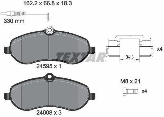 Front Car Brake Pads Set Textar for Citroen Jumpy II Fiat Scudo Peugeot Expert Toyota Proace 1.6d 2.0 2.0d 11.06