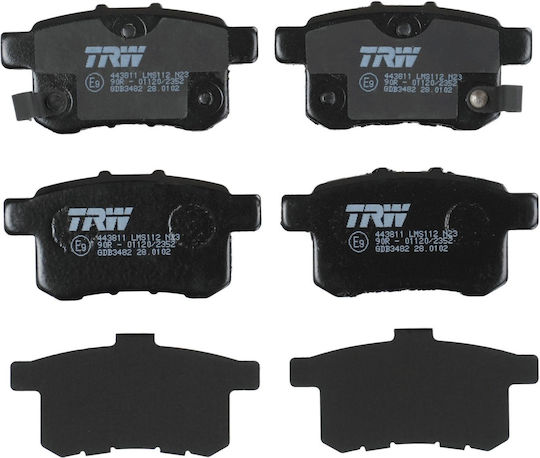 Trw Automotive Rear Brake Pads Set Honda Accord Civic Height 46.8mm Width 93.5mm Thickness 15.3mm Wear Sensor Yes