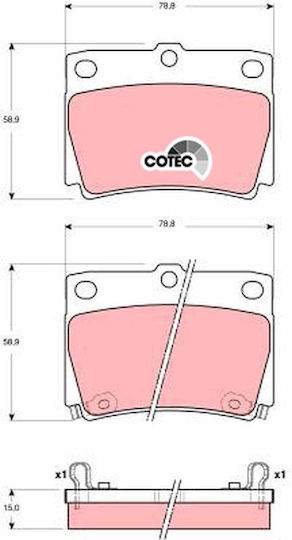 Trw Automotive Rear Disc Brake Pad Set Mitsubishi Pajero Ii Iii Sport 2.4d 2.5d 3.0 58.9mm 78.8mm 15.0mm