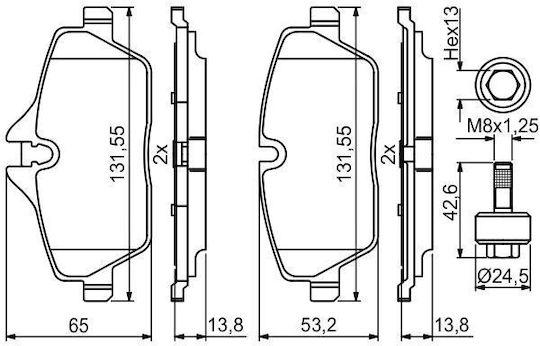 Set Platzierung Bremsbeläge Für Bosch Bremsscheiben