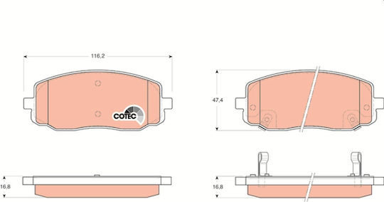 Front Brake Pad Set Trw Automotive Supplements Height 47.4 Mm Width 116.2 Mm Thickness 16.8 Mm Wear Sensor Yes