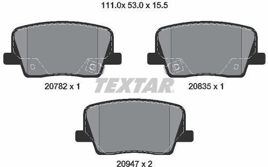 Rear Brake Pad Set Textar Ssangyong Rexton 2.0/2.2d 07.17 Height 53mm Width 111mm Thickness 15.5mm Wear Sensor