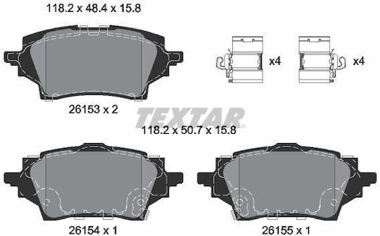 Rear Disc Brake Pad Set Textar for Suzuki Swace Toyota C-HR Corolla Yaris 1.2-2.0h 10.16 Mazda 48.4mm 118.2mm 15.8mm