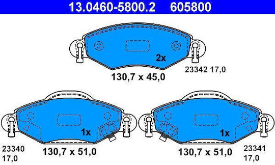 Plăcuțe de frână Toyota Yaris Scp1 Nlp1 Ncp1 Ate 13046058002
