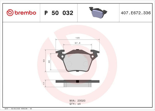 Brembo Brake Pad Rear for Mercedes-Benz Vito
