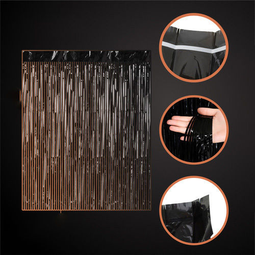 Perdea Franjuri Decorative Negri Zola Autocolant Efect Sclipitor Petreceri Tematice Halloween Fundal Foto 100 X 200 Cm
