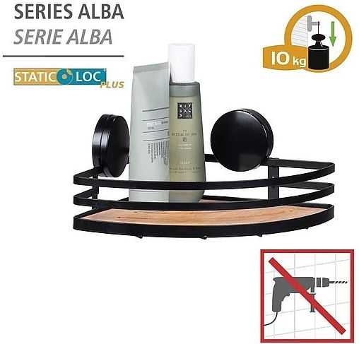 Wenko Corner Wall Mounted Bathroom Shelf Metallic 27x21x11cm Black
