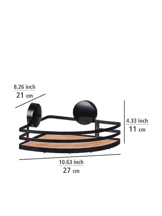 Wenko Corner Wall Mounted Bathroom Shelf Metallic 27x21x11cm Black