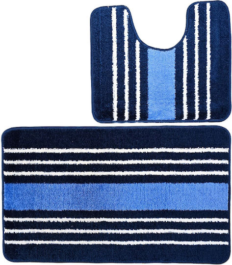 Kotonia Home Non-Slip Bath Mats Set Blue 50x80cm 2pcs