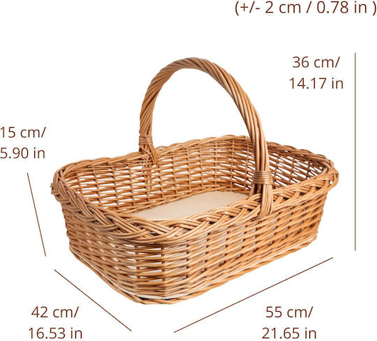 Creative Decorative Basket Wicker with Handles Beige 55x42cm
