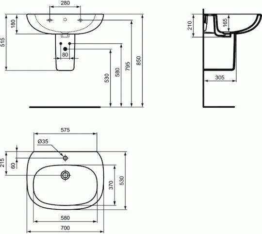 Ideal Standard Tesi Ii T033401 Висяща Колона