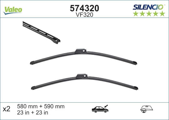 Valeo Jointless Wiper Blades Front Spoiler 2pcs Silencio Xtrm 590/580mm Audi A8 D3 10.02-07.10