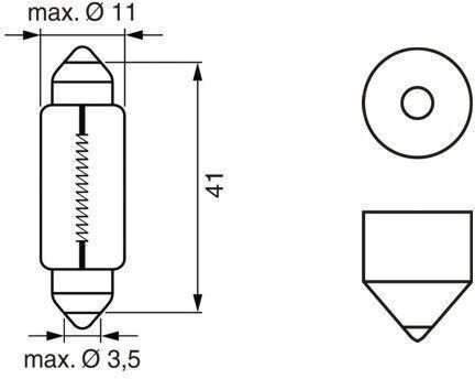 Car Lamp Sv8.5-8 Voltage 12 V 5W Length 41mm Diameter 11