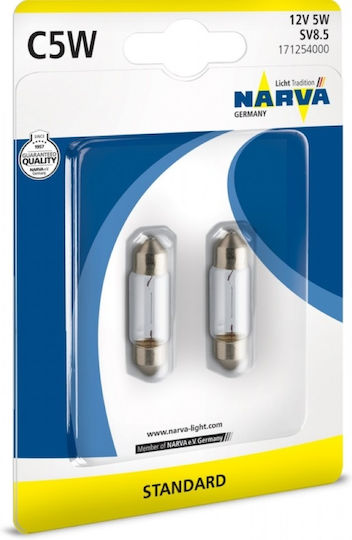 Set 2 C5w 12v Bulbs Blister Narva