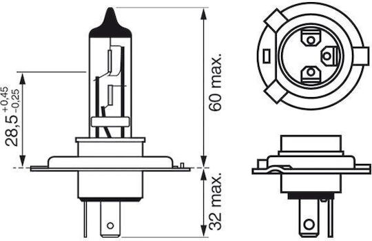 Bosch Lampen Auto Plus 90 H4 Halogen 12V 55W 1Stück