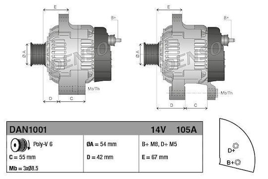 Denso Car Alternator for Fiat 500