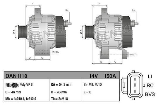 Алтернатор Ford C-max Dm2 Denso Dan1118