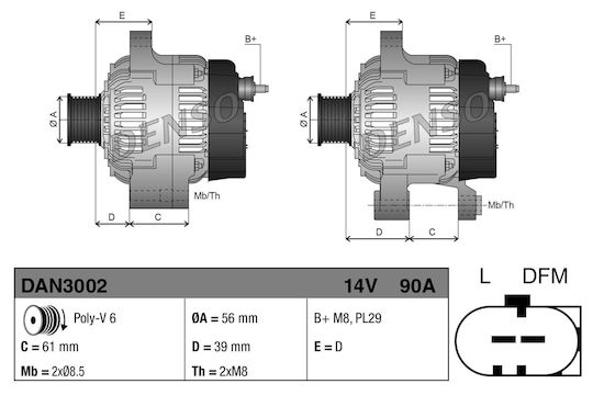 Denso Car Alternator 14V 90A Audi A2 A3 Tt Seat Cordoba Ibiza Leon Toledo Skoda Fabia 1.4-3.2 11.95-05.15